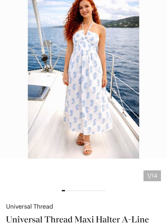 Universal Thread Dresses & Skirts - Universal Thread White Maxi Halter Dress with Blue Paisley Plus Size 4X